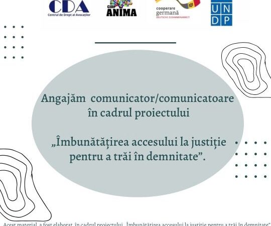(Română) Angajăm comunicator/comunicatoare în cadrul proectului