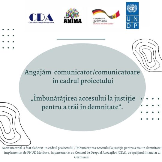 (Română) Angajăm comunicator/comunicatoare în cadrul proectului