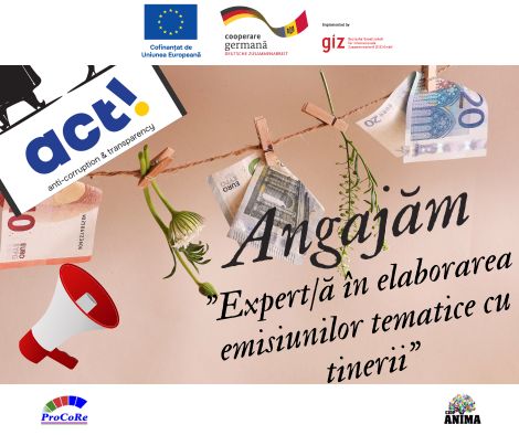 VINO ÎN ECHIPA NOASTRĂ, ANGAJĂM „EXPERT/Ă IN ELABORAREA EMISIUNILOR TEMATICE CU TINERI”