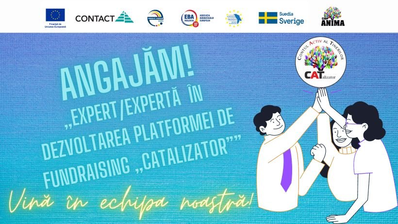 (Română) Angajăm EXPERT/EXPERTĂ  în dezvoltarea platformei de fundraising „CATalizator” și EXPERT/EXPERTĂ  în suport tehnic și asistenta IT în pagina anima.md la programul „CATalizator”